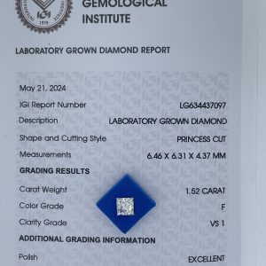 PRINCESS 1,52 ct F VS1