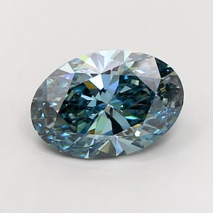 Oval 3 ct Fancy Vivid Greenish Blue VS1