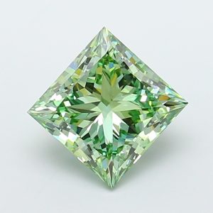 Princess 5.51 ct Fancy Vivid Green VS2
